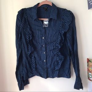 Blue and black blouse